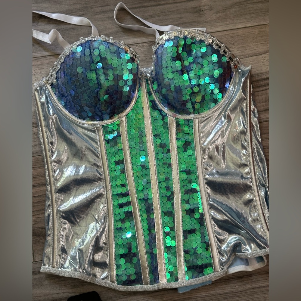 NWT Glistening Corset Sequin Top Adult Ladies Costume Halloween Swifty Size S/M
